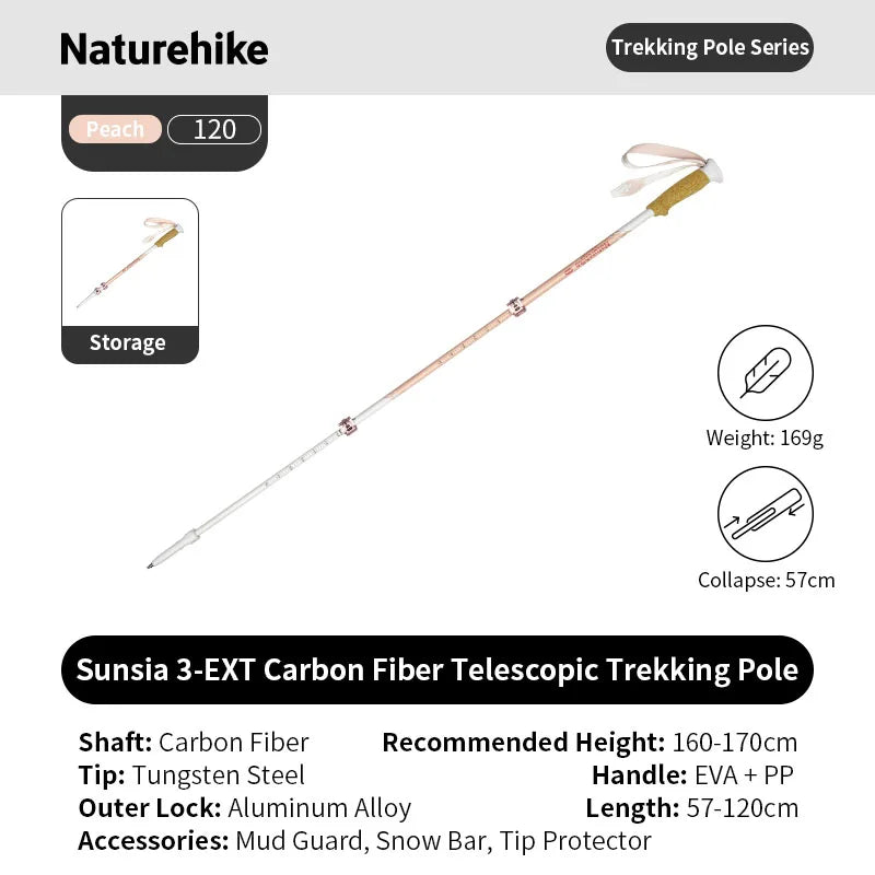 Professionele outdoor wandelstok voor hiking met carbonfiber schacht en EVA-handgreep