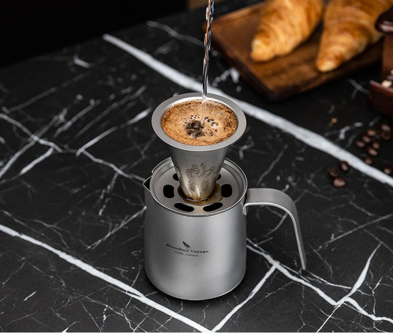 Titanium Pour-Over Koffiebeker met Afneembaar Filter