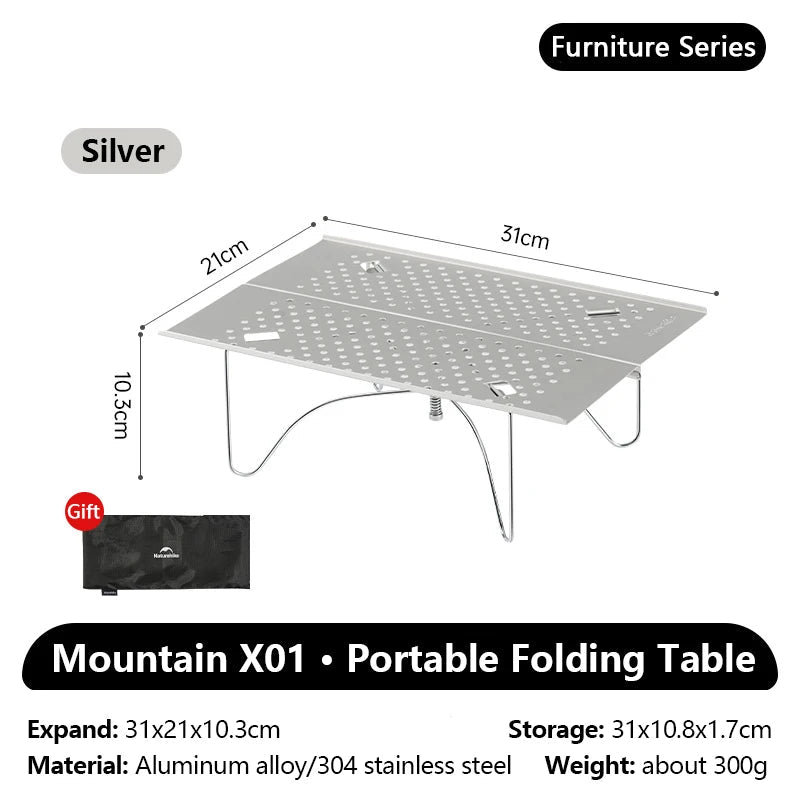 Kleine draagbare opvouwbare camping-, picknick- en wandeltafel van aluminiumlegering