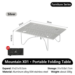 Kleine draagbare opvouwbare camping-, picknick- en wandeltafel van aluminiumlegering