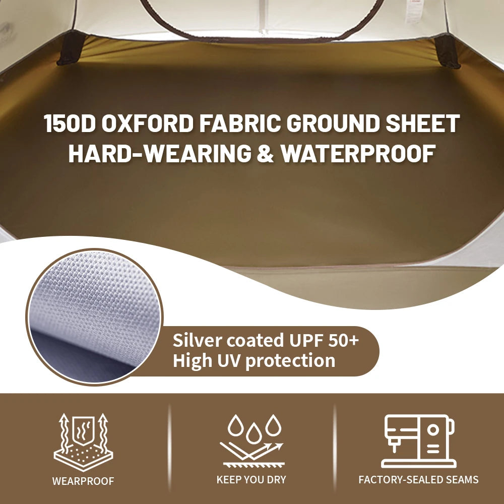 Waterdichte trekking tent voor 2 of 3 personen met leefruimte en zonbescherming