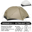 Ultralichte tent voor 1–3 Personen - Pack Away
