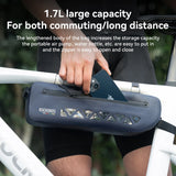 Regenbestendige fietsframetas met grote capaciteit voor de voorste buis, gemonteerd op de fiets