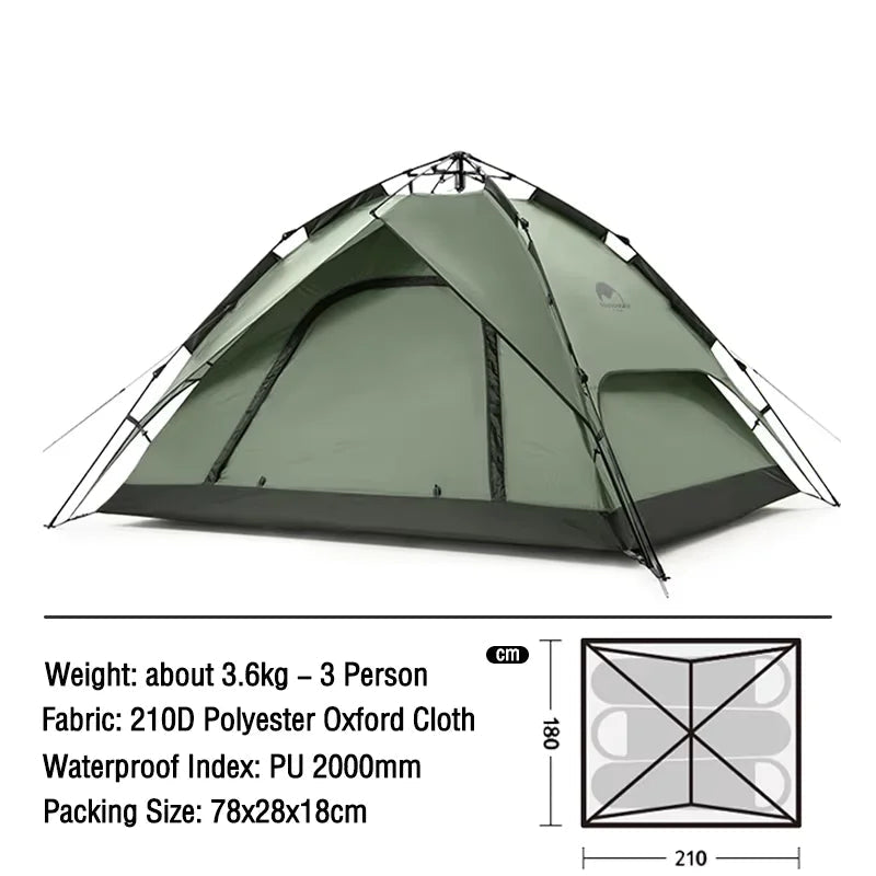 Automatische draagbare vis- en kampeertent voor 3 of 4 personen