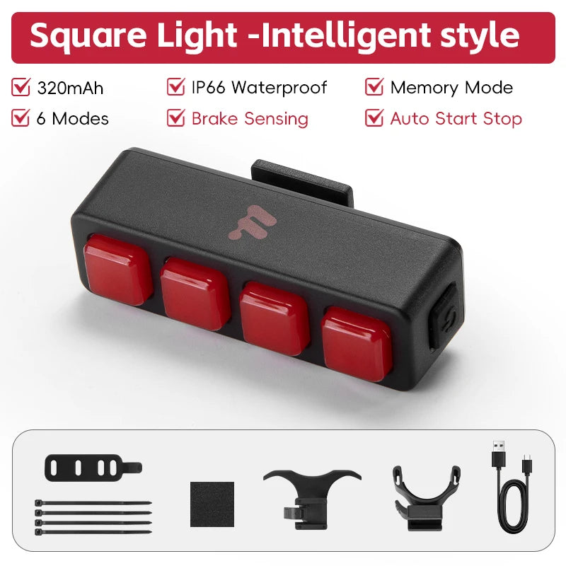 Slim Fietsachterlicht - Optionele Remsensor, Auto Start/Stop
