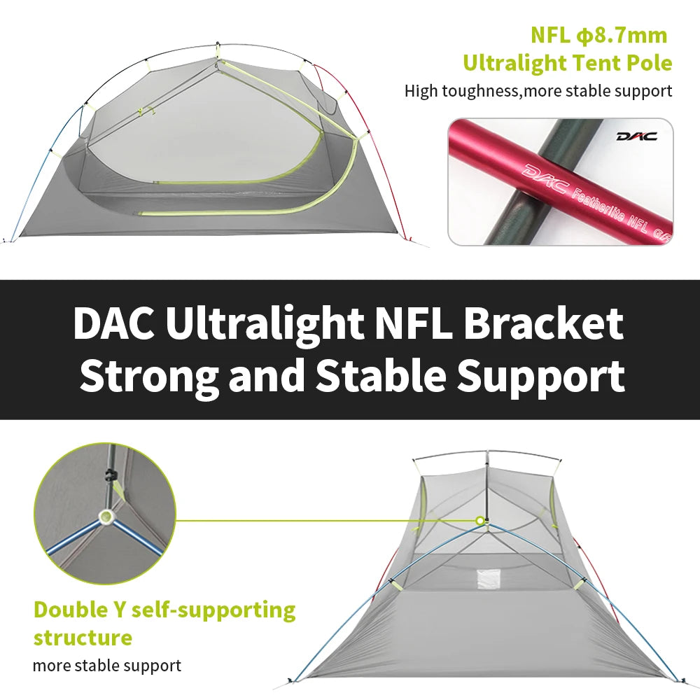 Ultralichte waterdichte trekkingtent voor 2 personen met dubbellaags ontwerp