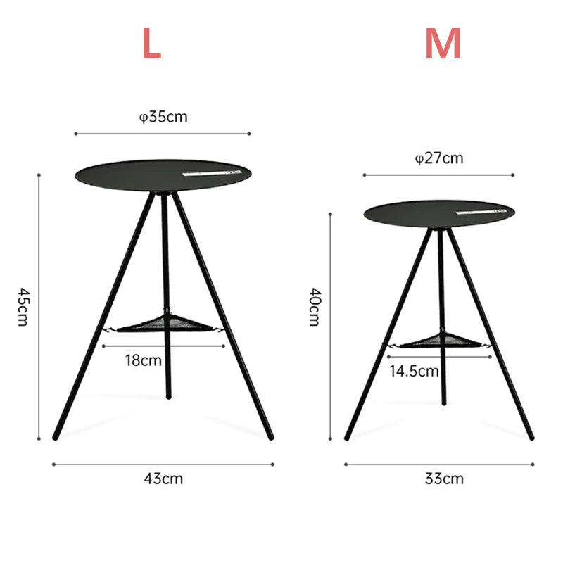 Draagbare ronde campingtafel voor buiten, gemaakt van aluminiumlegering en polyester