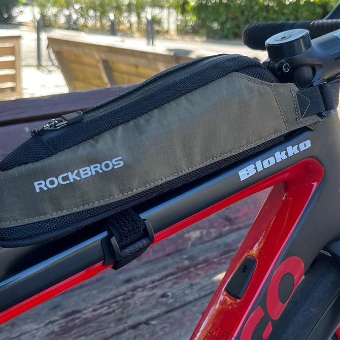 Draagbare regenbestendige fietsframetas voor de bovenbuis, gemonteerd op de fiets