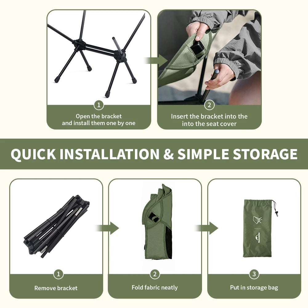 Zware opvouwbare maanstoel voor outdoor kamperen en vissen