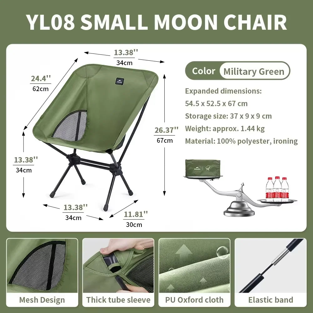 Opvouwbare outdoor Moon-kampeerstoel