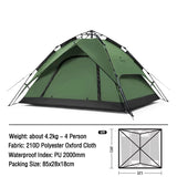Automatische draagbare vis- en kampeertent voor 3 of 4 personen
