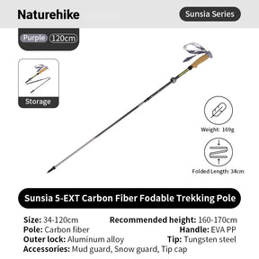Opvouwbare ultralichte wandelstok van carbonfiber met hoge sterkte en EVA-handgreep