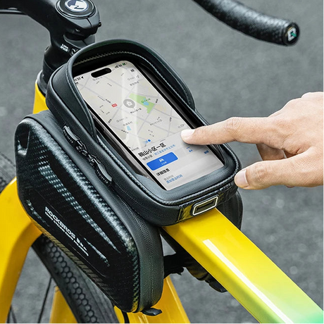 Schokbestendige bovenbuis fietstas met touchscreen en EVA-bescherming