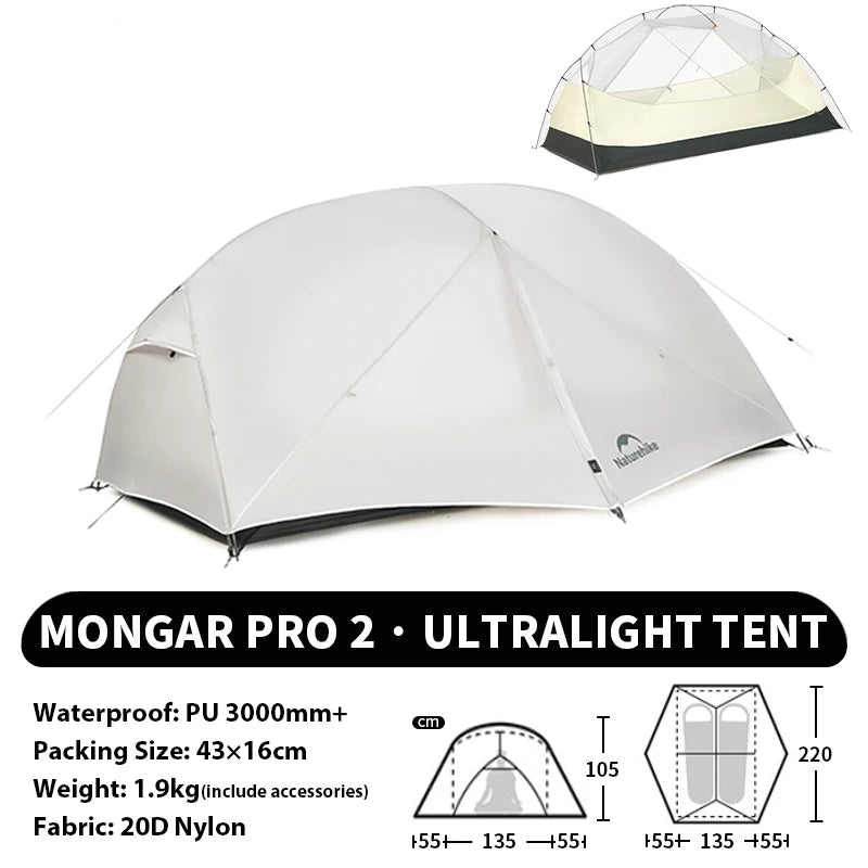 Ultralichte dubbellaagse waterdichte trekkingtent voor outdoor kamperen
