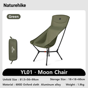 Opvouwbare stoel met hoge rugleuning van aluminiumlegering voor outdoor kamperen en ontspanning