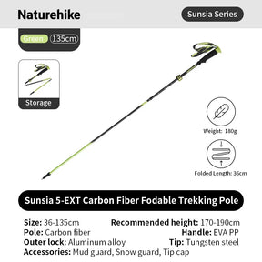 Opvouwbare ultralichte wandelstok van carbonfiber met hoge sterkte en EVA-handgreep