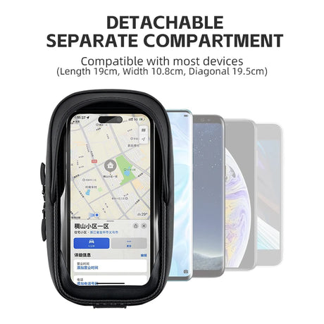 Schokbestendige bovenbuis fietstas met touchscreen en EVA-bescherming