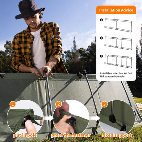 Ultralichte draagbare opvouwbare kampeerbed met aluminiumlegering frame