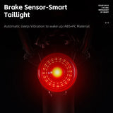 Fietsachterlicht - Slimme Remsensor, Type-C Oplaadbaar