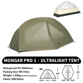 Ultralichte tent voor 1–3 Personen - Pack Away