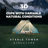 Ultralichte dubbellaagse waterdichte trekkingtent voor twee personen.