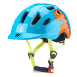 Blauwe kinderhelm met dinosaurus