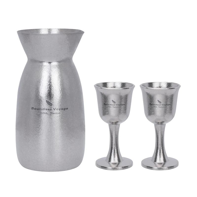 Titanium Sake Set – Karaf 150ml met 2 Mini Cups