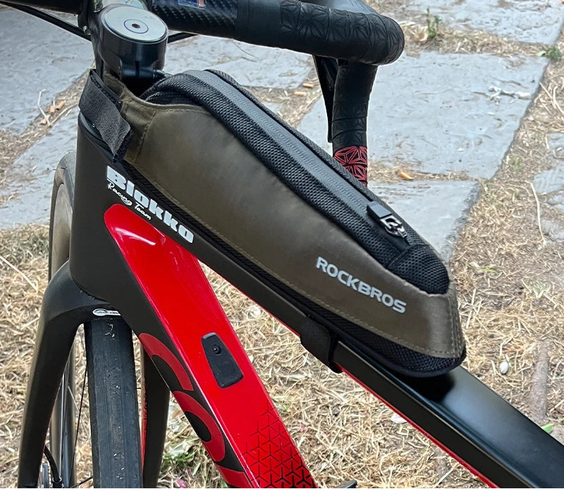 Draagbare regenbestendige fietsframetas voor de bovenbuis, gemonteerd op de fiets