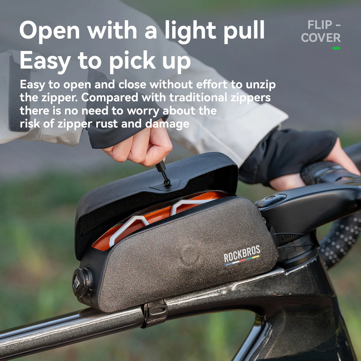 Waterdichte fietsframetas met zuignap voor de voorbuis, gemonteerd op de fiets