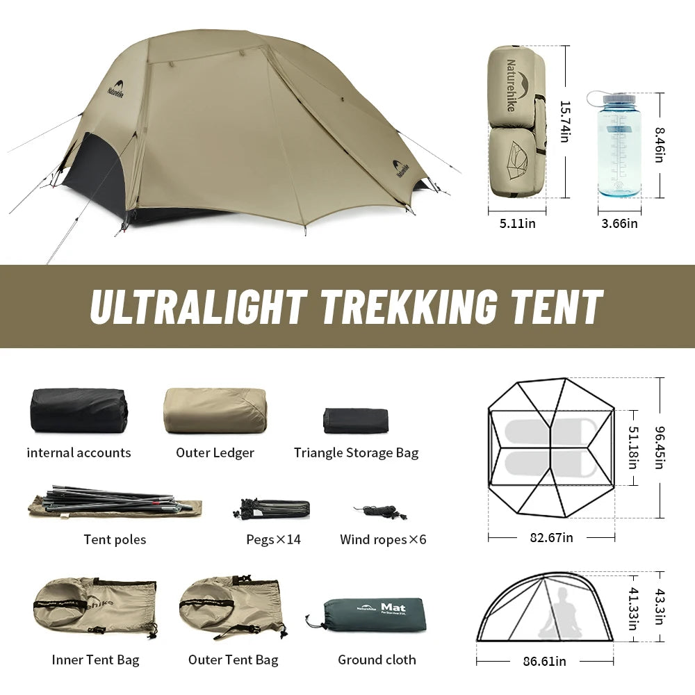 Ultralichte 2-persoons backpacking tent met slaap- en leefruimte