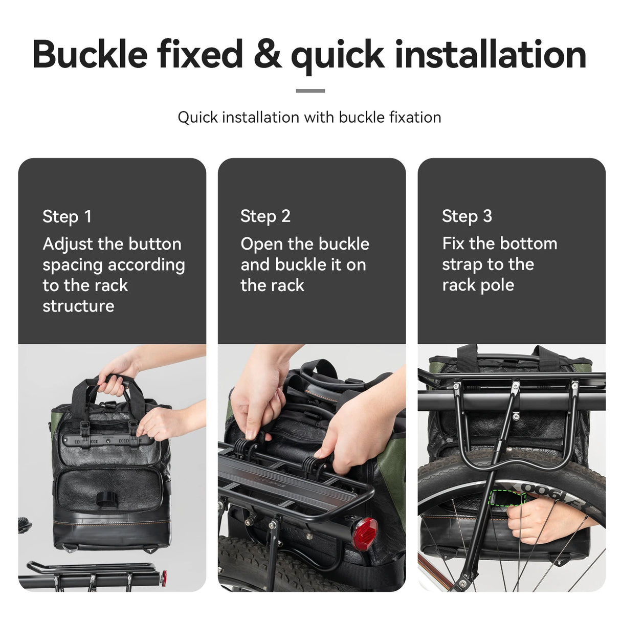 12L fiets bagagedrager-zadeltas met grote capaciteit en rugzakfunctie