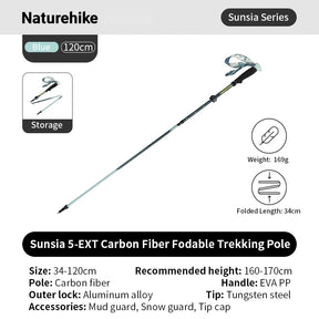 Opvouwbare ultralichte wandelstok van carbonfiber met hoge sterkte en EVA-handgreep