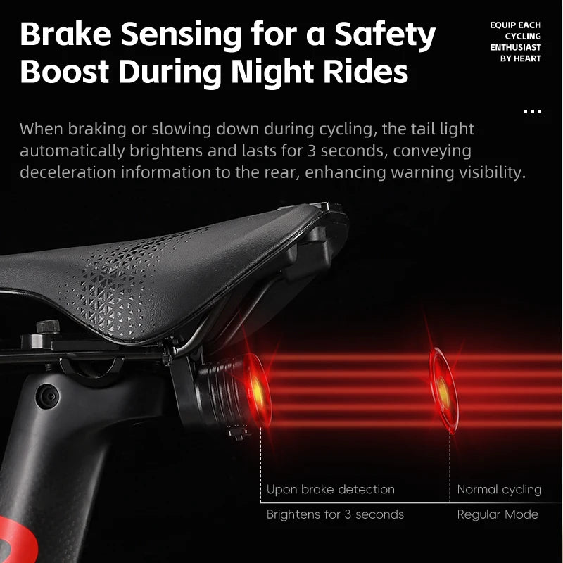 Fietsachterlicht - Slimme Remsensor, Type-C Oplaadbaar