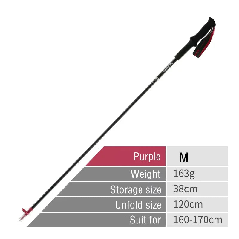 Opvouwbare carbonfiber trekkingstokken met EVA-handgreep en wolfraamstalen punt