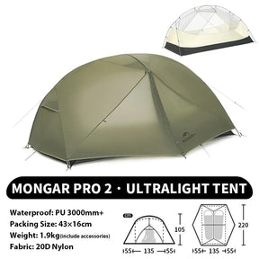Ultralichte tent voor 1–3 Personen - Pack Away