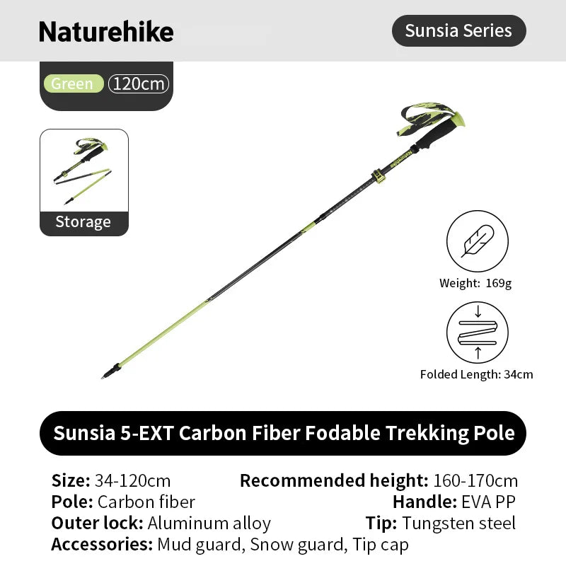 Opvouwbare ultralichte wandelstok van carbonfiber met hoge sterkte en EVA-handgreep