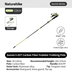 Opvouwbare ultralichte wandelstok van carbonfiber met hoge sterkte en EVA-handgreep