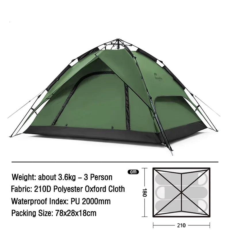 Automatische draagbare vis- en kampeertent voor 3 of 4 personen