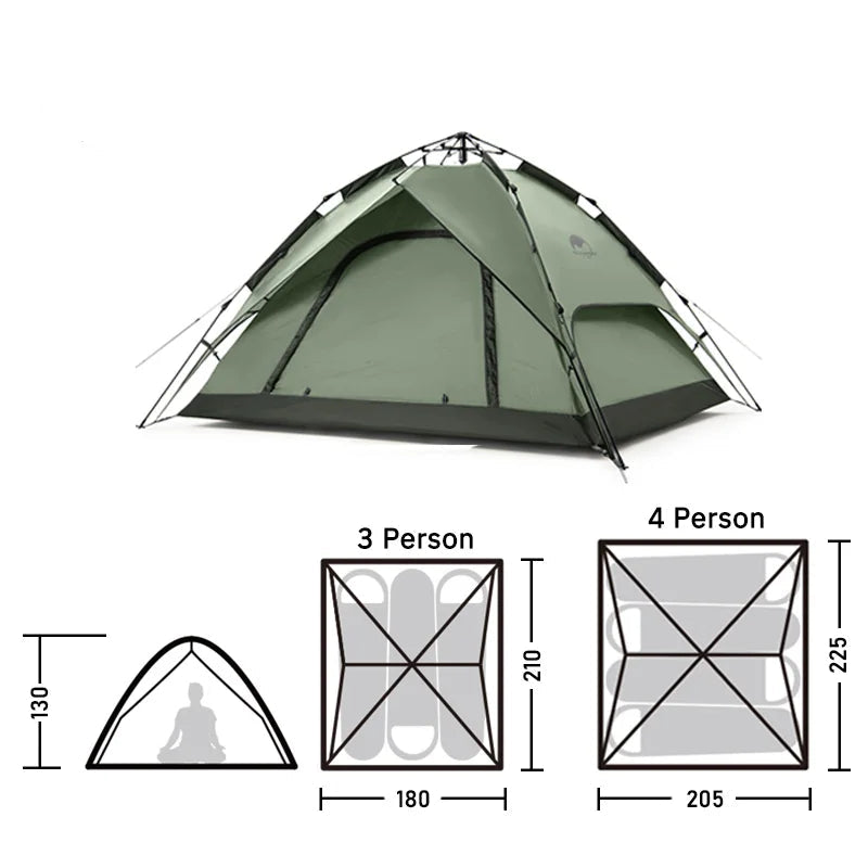 Automatische draagbare vis- en kampeertent voor 3 of 4 personen