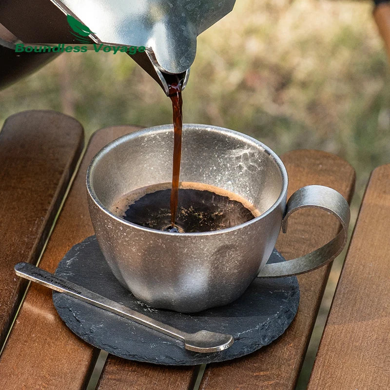 Titanium Dubbelwandige Koffiekop Met Lepel