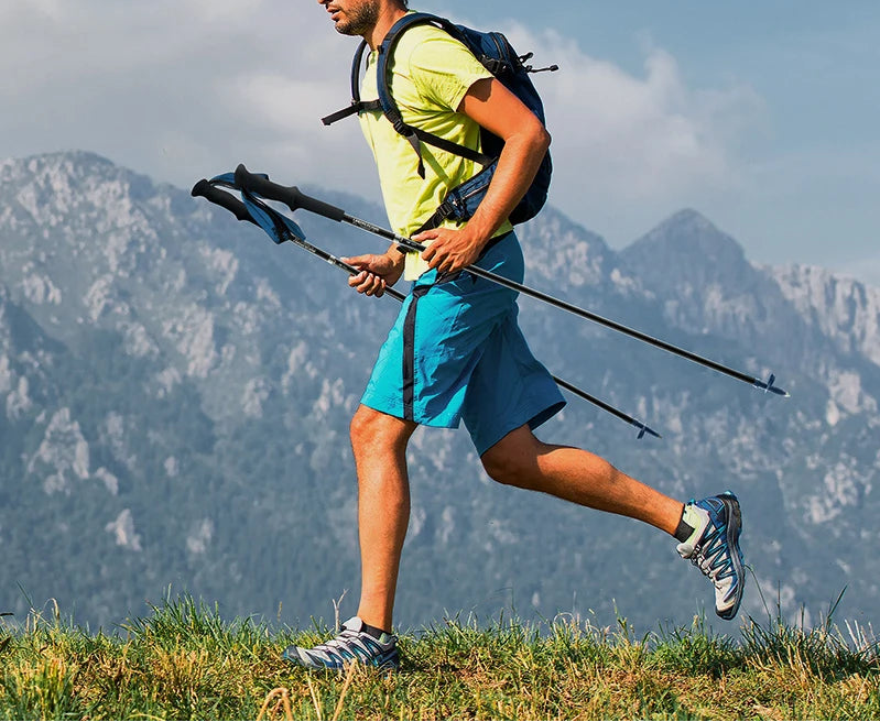 Opvouwbare carbonfiber trekkingstokken met EVA-handgreep en wolfraamstalen punt