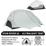 Ultralichte 2-persoons backpacking tent met slaap- en leefruimte