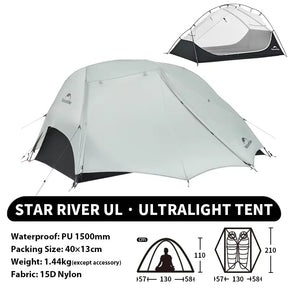 Ultralichte 2-persoons backpacking tent met slaap- en leefruimte