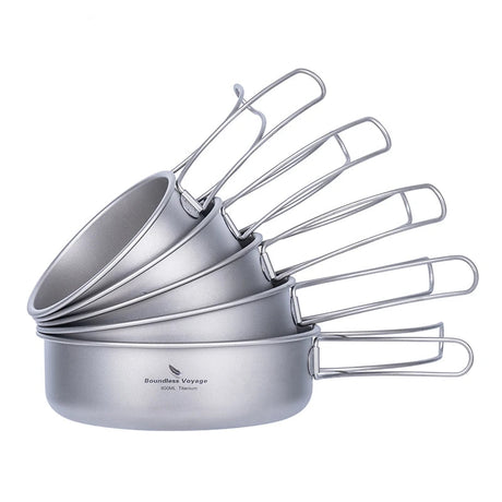 Titanium Kommen- en Bordenset met Opvouwbaar Handvat - 5-delig