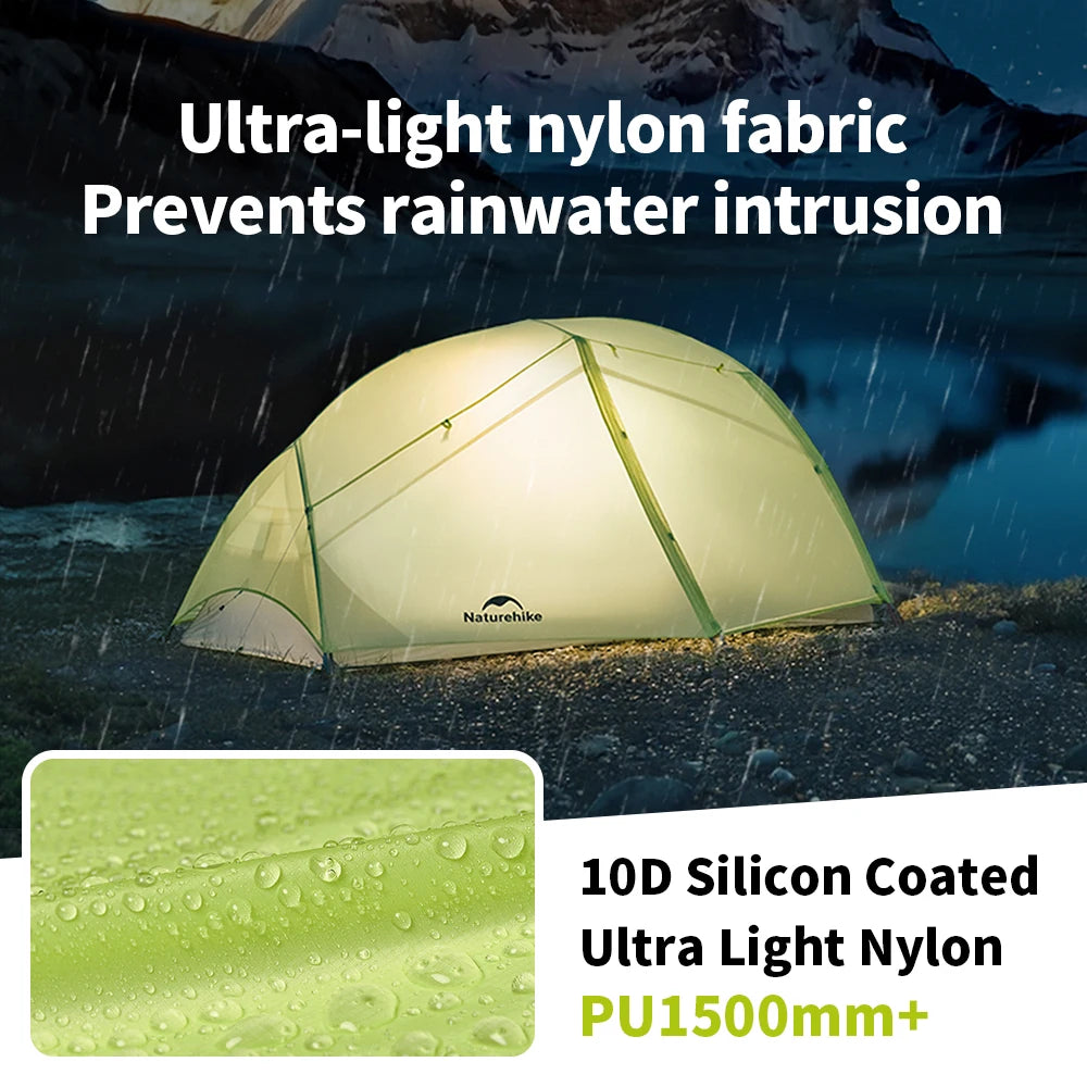 Ultralichte waterdichte trekkingtent voor 2 personen met dubbellaags ontwerp